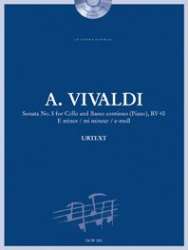 Sonate Nr. 5 für Violoncello und Basso continuo, RV 40 in e-moll (Solostimme, Klavierauszug + 1 CD) -Antonio Vivaldi