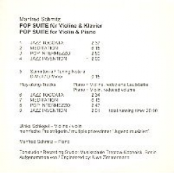 Pop Suite für Violine und Klavier : CD -Manfred Schmitz