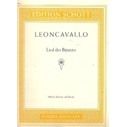 Lied des Bajazzo : für -Ruggero Leoncavallo