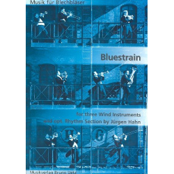Bluestrain : for 3 wind instruments, percussion -Jürgen Hahn