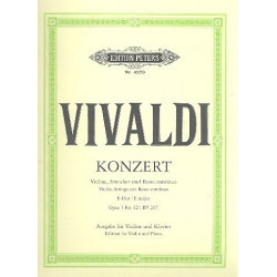 Konzert für Violine, Streicher und Basso continuo op. 3 Nr. 12 RV 265 (aus "L'estro armonico", Ausgabe für Violine und K -Antonio Vivaldi