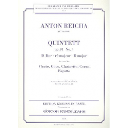 Quintett D-Dur op.91,3 : für Flöte, -Anton (Antoine) Joseph Reicha