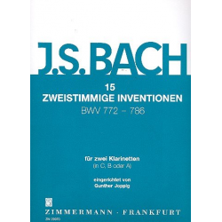 15 Zweistimmige Inventionen : fuer -Johann Sebastian Bach / Arr.Gunther Joppig