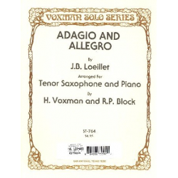 Adagio and Allegro : for tenor -Jean Baptiste (John of London) Loeillet
