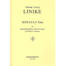 Sonate F-Dur : für Sopranblockflöte -Johann Georg Linike