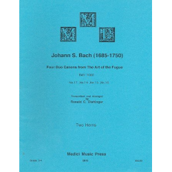 4 Duo Canons BWV1080 from The Art of the Fugue : -Johann Sebastian Bach