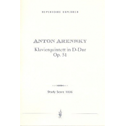 Quintett D-Dur op.51 : für Klavier, 2 Violinen, -Anton Stepanowitsch Arensky