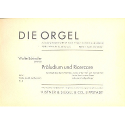Präludium und Ricercare : für Orgel -Walter Schindler