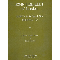 Sonata D major op.1,4 : for 2 flutes -Jean Baptiste (John of London) Loeillet