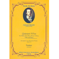 Quintett F-Dur MurrayB6 für Flöte (Oboe), -Francesco Antonio Rosetti (Rößler)