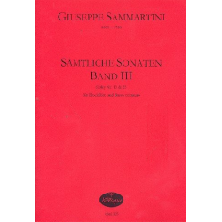 Sämtliche Sonaten Band 3 für Altblocklöte -Giuseppe Sammartini