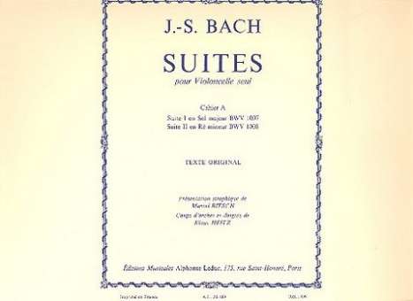 Suites vol.1 (nos.1-2) BWV1007-1008 :